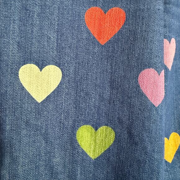 DANGERFIELD | Skipped a Beat Multicolor Heart Print Wide Leg Jeans | Size 8 - Picture 4 of 7